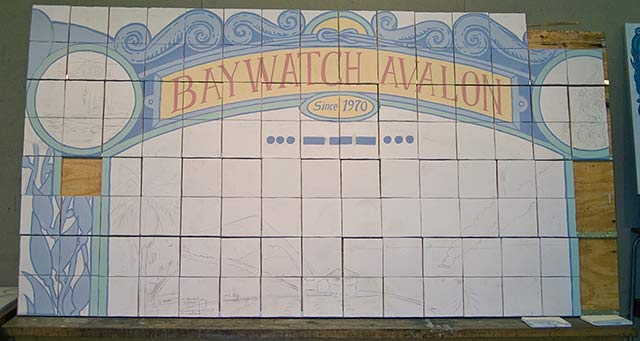 Picture of the mural with top areas filled in with color