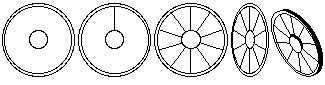 draw spoked wheel side view, then transform to perspective view