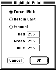 the
Highlight Point dialog