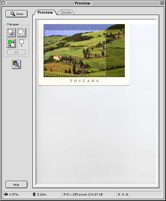 preview window with image and selection marquee