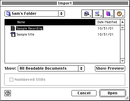 the File Import dialog