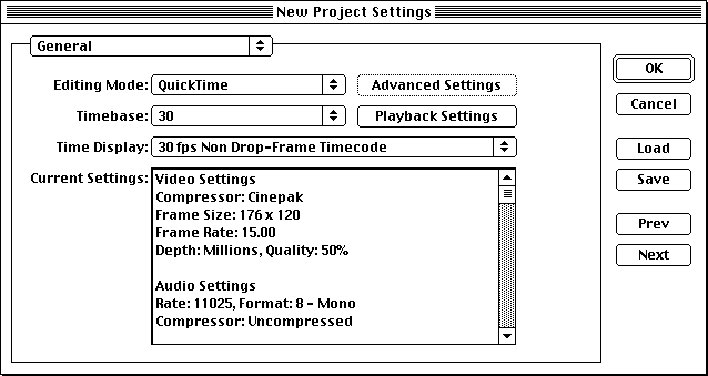 New Project--General settings