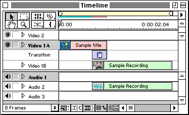 Dragging transition from the Transition palette to the Timeline window
