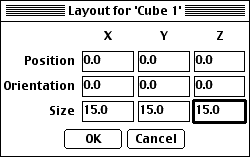 Cube settings dialog