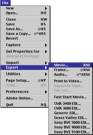 the Export menu command