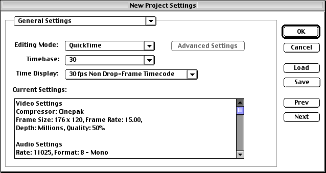 New Project--General settings