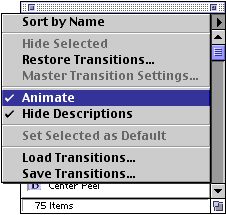 Turn on animated previews in Transitions palette