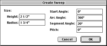 Create Sweep settings