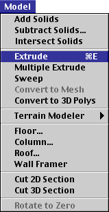 the Extrude command in the Model menu