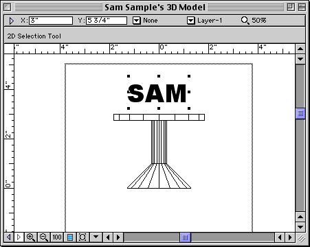the letters S-A-M positioned just above the pedestal