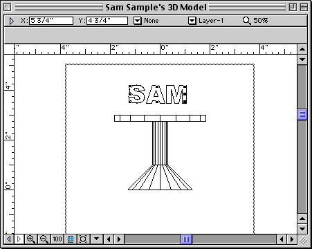 the letters S-A-M converted to polylines