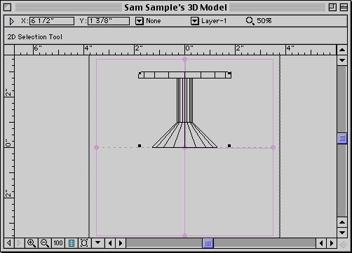 Front view of the lathed pedestal wireframe