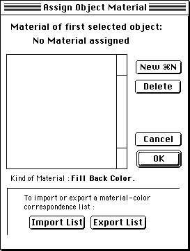the 'Assign Object Material' dialog
