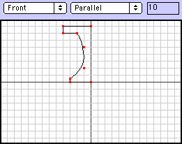 the profile: half of a front view of the pedestal