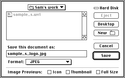 choosing JPEG format in the Save dialog box