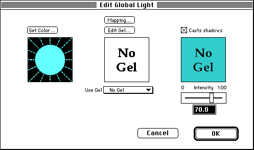 the edit global light dialog