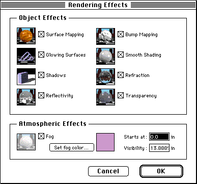 the Rendering Effects dialog