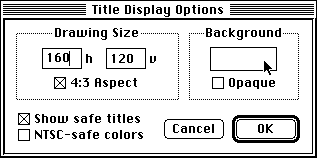 Title Window Options dialog