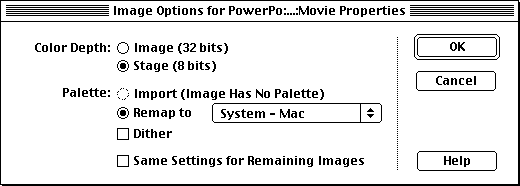 the 'Image Options' dialog