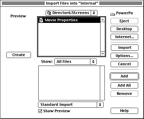 the Import Files dialog