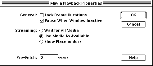 Movie Playback settings dialog