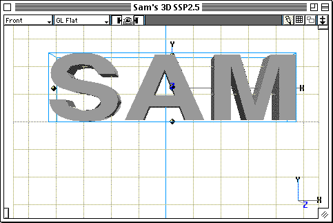 newly extruded text, without bevel, on a straight path