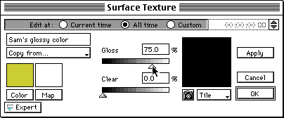 surface texture dialog