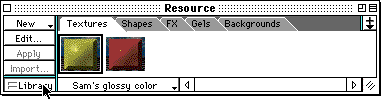 click Library button to expand Resource palette