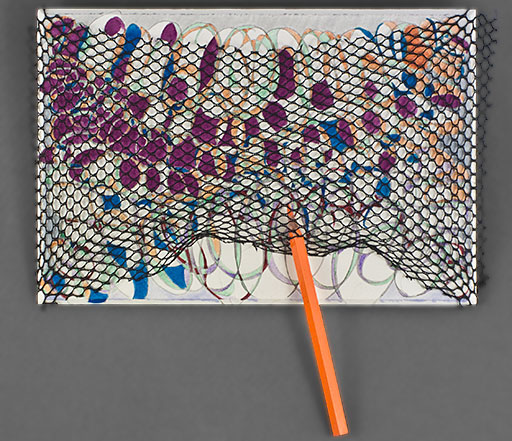 Mesh, pencil, and the drawing that emerges from their combined use